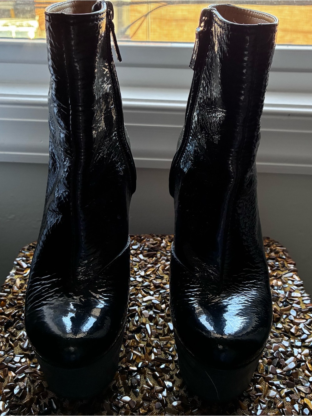 LANVIN black Patten leather boots Authentic